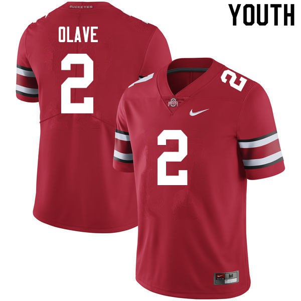 Ohio State Buckeyes #2 Chris Olave Youth Embroidery Jersey Scarlet